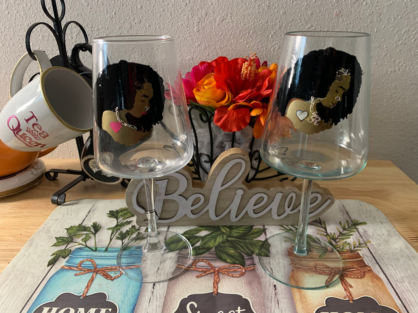 Perfectly imperfect wine glass with personalized letter